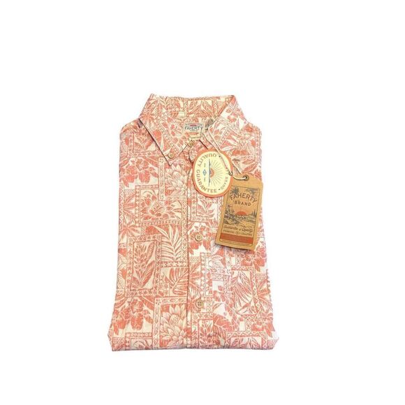 Faherty Men’s Small Breeze Short Sleeve Button Down Tropic Floral shirt coral - Picture 3 of 5